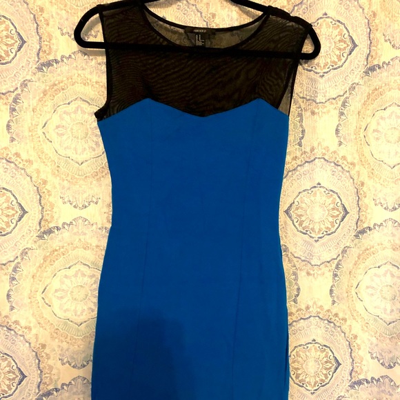 Blue Dress with Black Mesh - Forever 21 - Picture 1 of 7